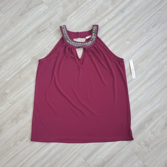 NEW Tempted Plus Size Maroon Beaded Tank - Picture 6 of 8